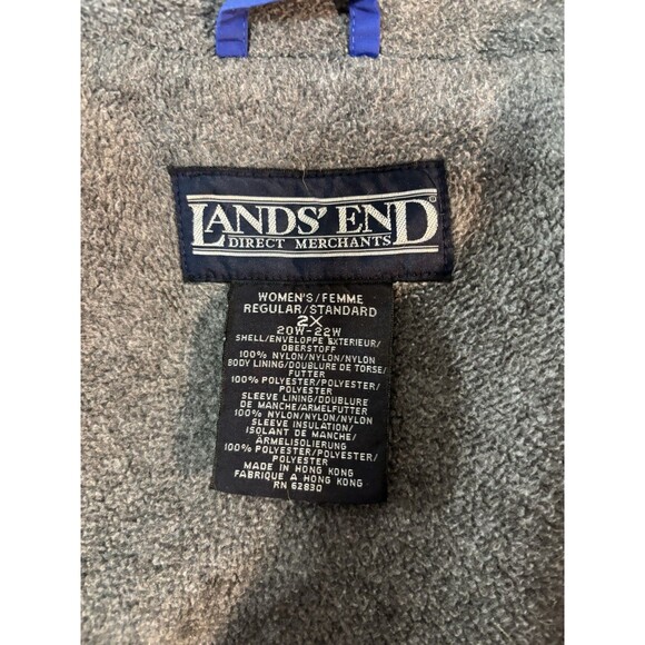Lands End Jacket Womens 2X Blue Squall Waterproof Windproof Hooded Warm Parka - Picture 6 of 8
